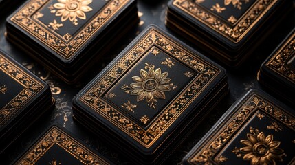 Ornate black and gold playing cards