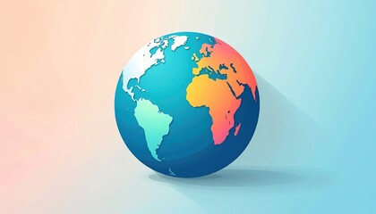 Obraz premium Colorful Earth Globe Illustration Global Connection World Map Design