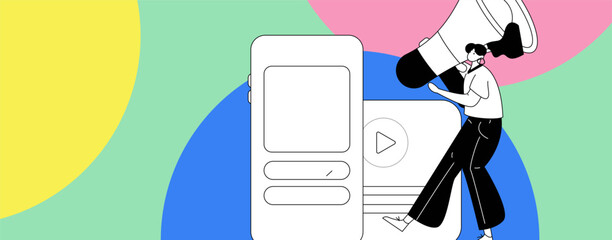 Notification announcement vector creative flat hand drawn illustration
