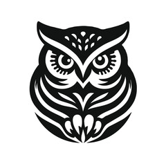 A black and white logo type owl silhouette design