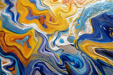 An abstract image with vibrant, swirling colours mixing in an intricate dance.