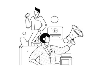 Notification announcement vector creative flat hand drawn illustration
