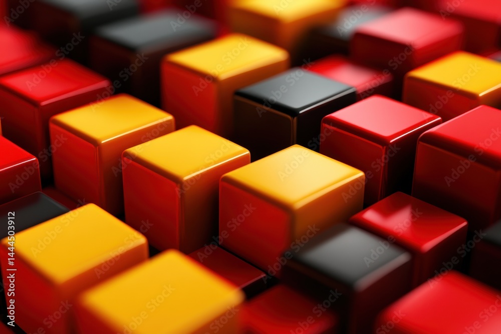 Poster abstract arrangement of colorful boxes creates dynamic motion effect in design, background of boxes 