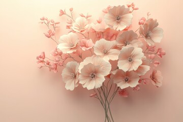 Beautiful soft pink flowers arranged elegantly against a gentle pastel background with delicate details