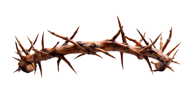 Crown of thorns against black background, cut out transparent