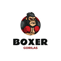 Boxer Gorilla Mascot Logo | Angry Fighter Animal Badge