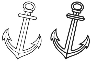 Two ship anchors showcase bold line variation on a clean, transparent backdrop enhancing clarity