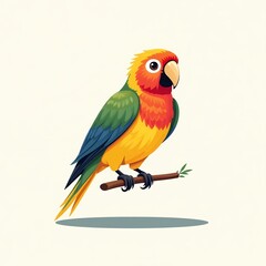 Obraz premium an image of a colorful bird sitting on a branch, there is a colorful bird sitting on a branch with a white background