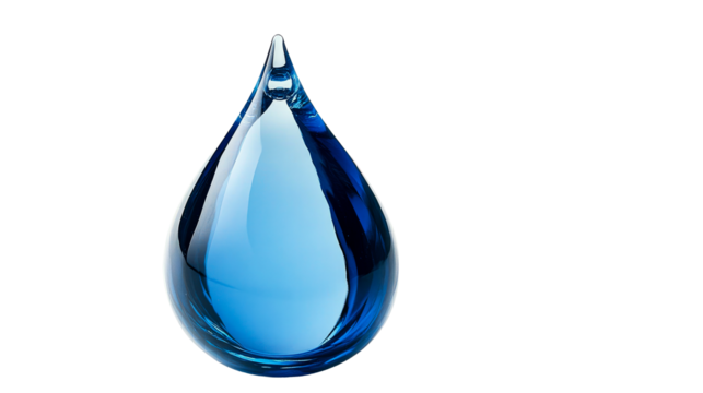 Glass teardrop with black backdrop, cut out transparent