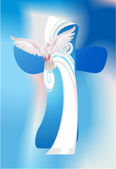 composition with cross and holy spirit