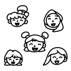 Set of girl cartoon vector