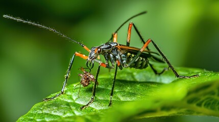 Naklejka premium Assassin bug hunting its prey