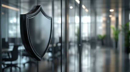 Security symbol displayed in modern office environment highlighting professionalism and protection measures