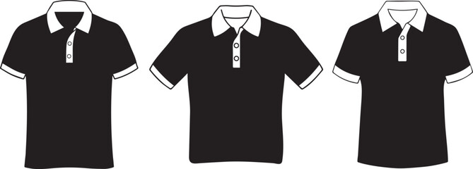 Vector Illustration of a Classic Polo Shirt Icon Black and White Outline Style.