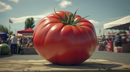 Giant tomato at an agricultural fair