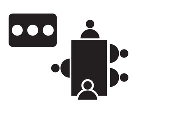 people sitting on meeting room icon set. Meeting room, discussion, business conference, support group outline icon. PNG transparent
