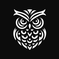 A black and white logo type owl silhouette design