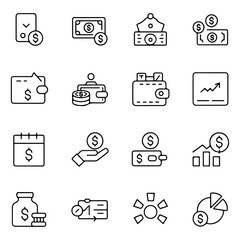 Money Management Line Icon Set | Financial Icon Collection