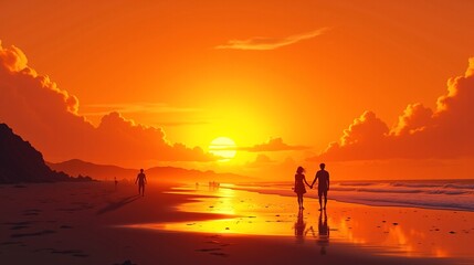 Sunset Stroll: Romantic Beach Walk