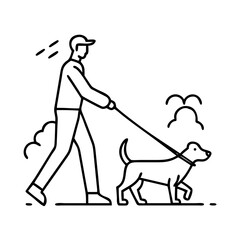 dog walking icon, dog walking line art - simple line art of dog walking, perfect for dog walking logos and icons