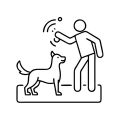 dog training icon, dog training line art - simple line art of dog training, perfect for dog training logos and icons