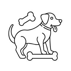 dog with bone icon, dog with bone line art - simple line art of dog with bone, perfect for dog with bone logos and icons