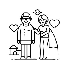 elderly care icon, elderly care line art - simple line art of elderly care, perfect for elderly care logos and icons