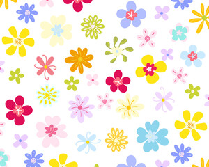 seamless colorful flowers icon vector illustration for printable or template
