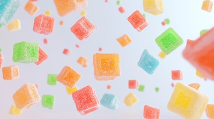 Rainbow Candy Cubes in Flight: A Delightful Sweet Treat
