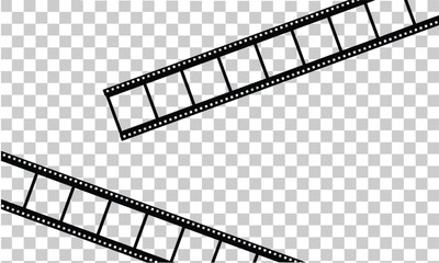 Fototapeta premium Cinema film strips reel templates. retro film strip frame element isolated on transparent background. video or movie film vintage analog cinema, photograph camera. abstract vector illustration