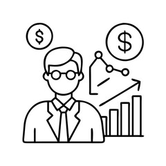 financial analyst icon, financial analyst line art - simple line art of financial analyst, perfect for financial analyst logos and icons
