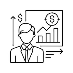 financial analyst icon, financial analyst line art - simple line art of financial analyst, perfect for financial analyst logos and icons