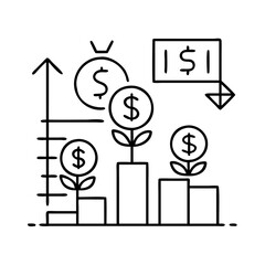 financial growth icon, financial growth line art - simple line art of financial growth, perfect for financial growth logos and icons