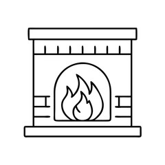 fireplace icon, fireplace line art - simple line art of fireplace, perfect for fireplace logos and icons