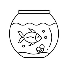 fish bowl icon, fish bowl line art - simple line art of fish bowl, perfect for fish bowl logos and icons