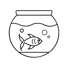fish bowl icon, fish bowl line art - simple line art of fish bowl, perfect for fish bowl logos and icons