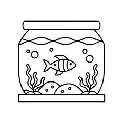 fish tank icon, fish tank line art - simple line art of fish tank, perfect for fish tank logos and icons