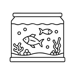 fish tank icon, fish tank line art - simple line art of fish tank, perfect for fish tank logos and icons