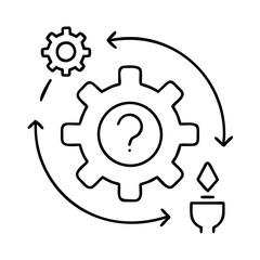 gear problem solving icon, gear problem solving line art - simple line art of gear problem solving, perfect for gear problem solving logos and icons