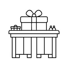 gift table icon, gift table line art - simple line art of gift table, perfect for gift table logos and icons