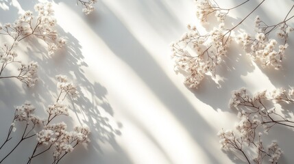 Naklejka premium Delicate dried flowers arranged with sunlight casts.