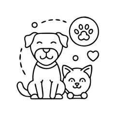 happy pet icon, happy pet line art - simple line art of happy pet, perfect for happy pet logos and icons