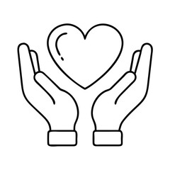 heart with hands icon, heart with hands line art - simple line art of heart with hands, perfect for heart with hands logos and icons