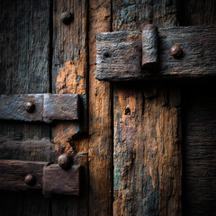 Old wooden door aged texture rusted metal vintage weathered planks antique grunge surface detail history