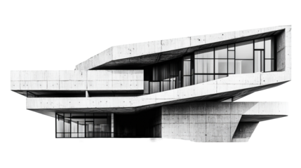 Concrete structure, modern design, cut out transparent