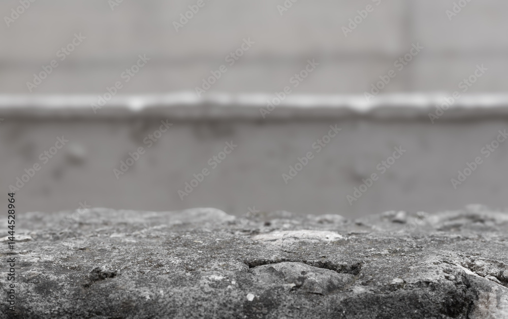 Aufkleber Concrete stone display empty copy space with blurred background. Stone table copy space. Stone concrete counter for product placement
