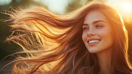 Fototapeta premium A portrait of a young woman for a hair care product 