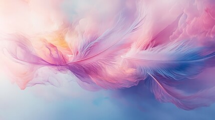 Delicate, ethereal feather-like forms in pastel hues.