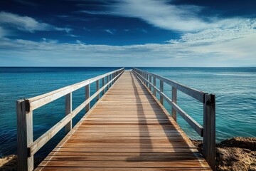 Obraz premium Experience serene coastal beauty along the South Australia pier with stunning ocean views, Beautiful coast and marine nature of South Australia Port Noarlunga jetty pier