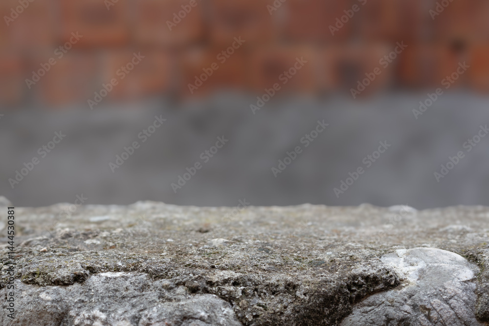 Aufkleber Concrete stone display empty copy space with blurred background. Stone table copy space. Stone concrete counter for product placement